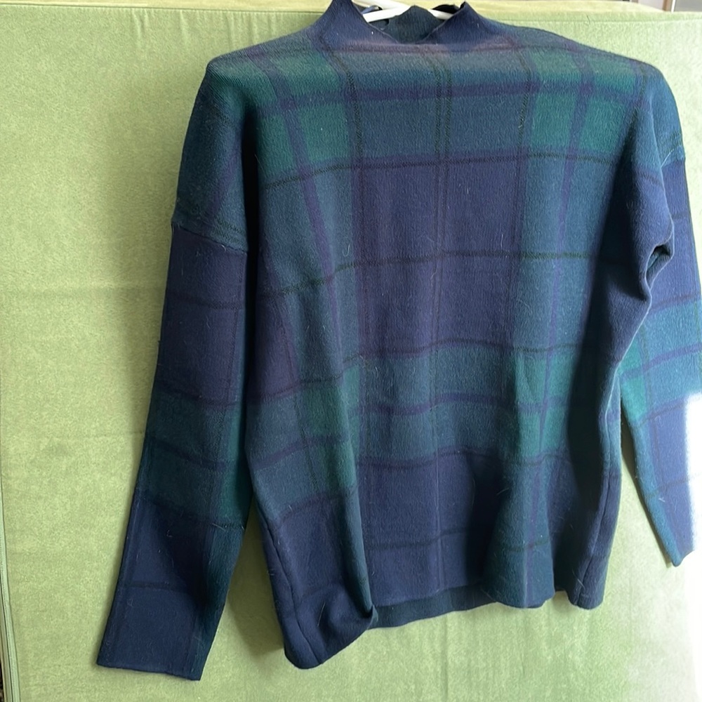 Blue & green plaid sweater